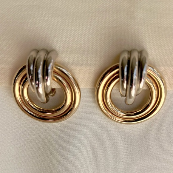 Gold and Silver Door Knocker Earrings - Picture 5 of 16